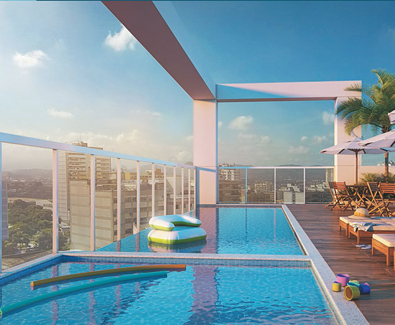 Murano Residences - Piscina com borda infinita adulto e infantil
