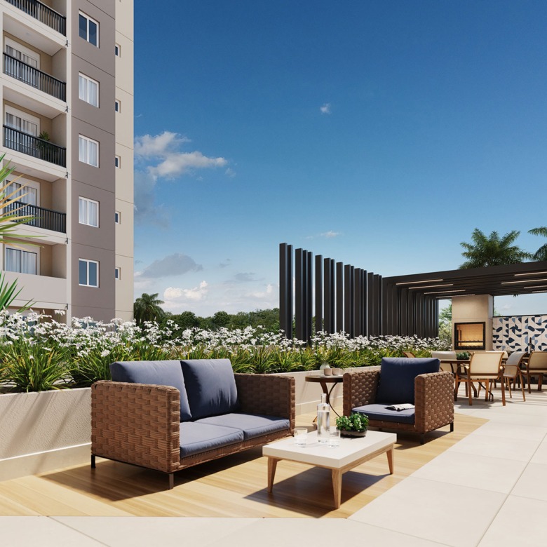 Estar externo -Riva BeOn Porto Residencial