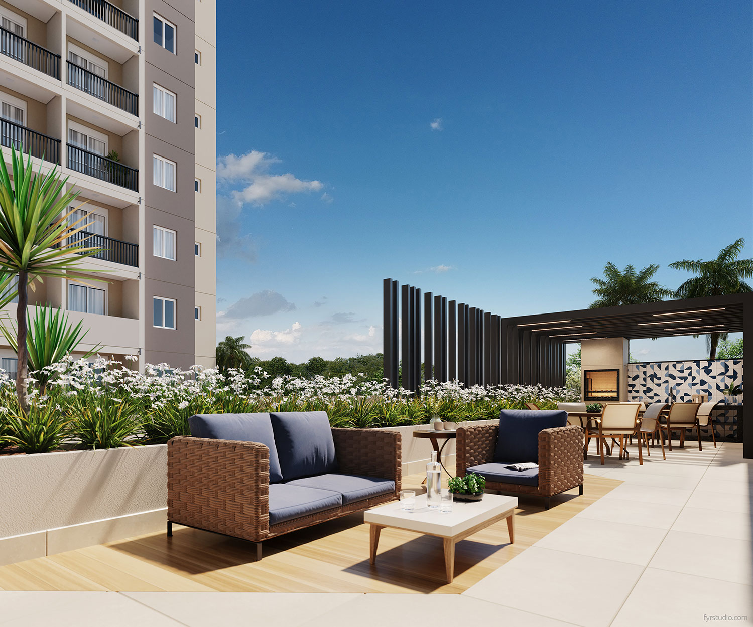 Estar externo -Riva BeOn Porto Residencial