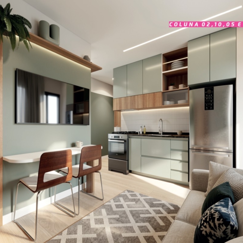 The One - Sala de estar, jantar e cozinha