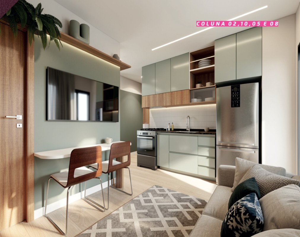 The One - Sala de estar, jantar e cozinha